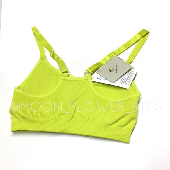 NikiBiki Neon Yellow Seamless Adjustable Strap Sports Bra - Picture 5 of 9